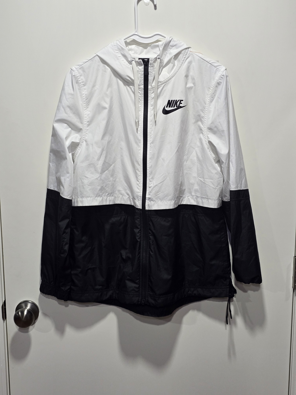 Nike Black and White Colorblock Hooded Windbreaker